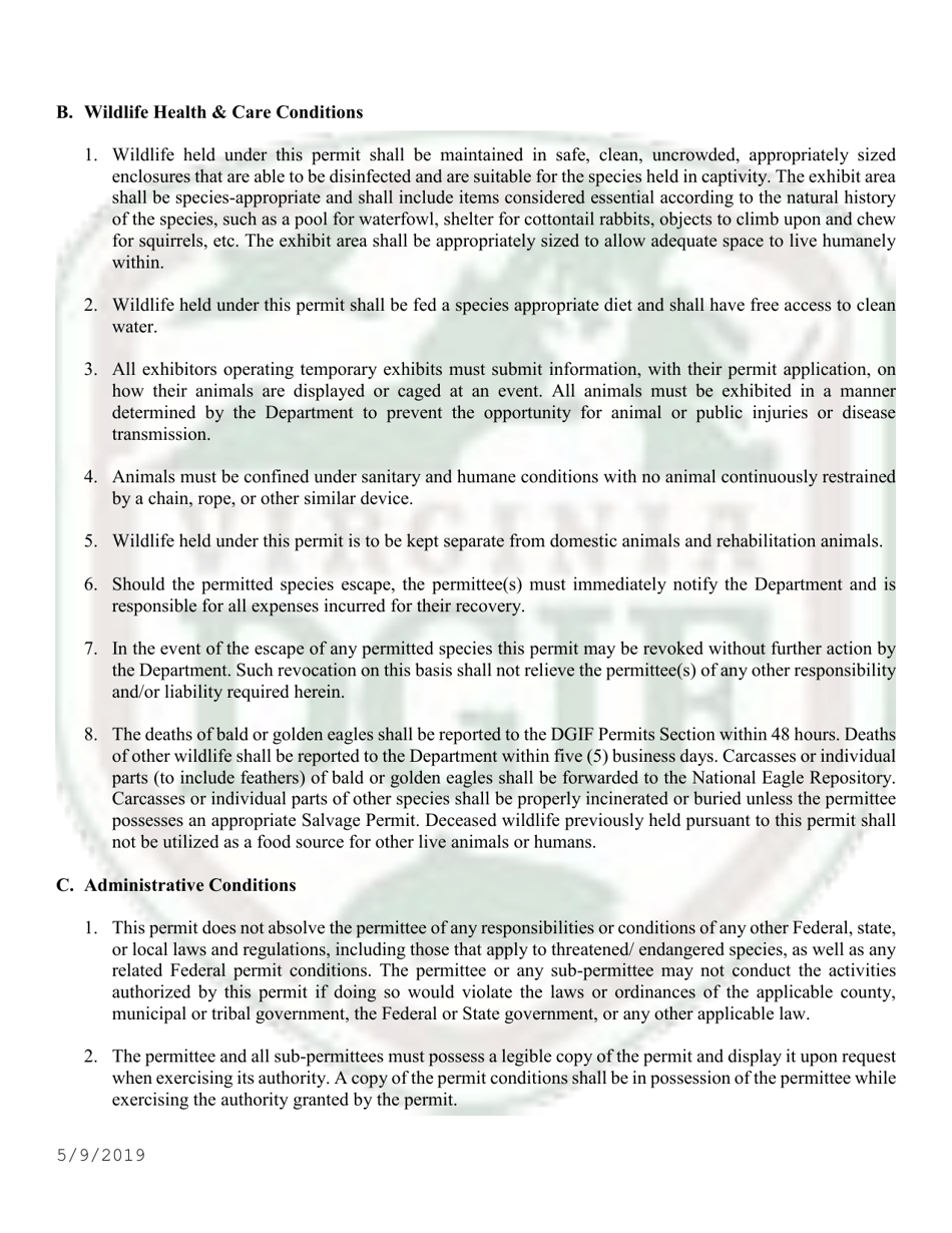 Application to Exhibit Wild Animals in Virginia - Virginia, Page 4