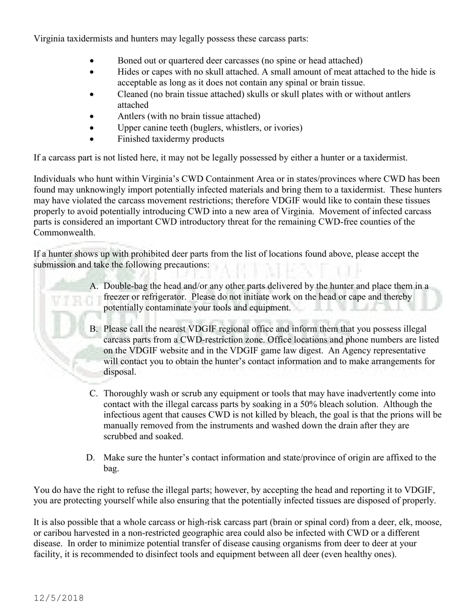 Application for Permit to Stuff and Mount Birds, Animals, or Fish, and Parts of Them for Sale or Compensation (30  Taxd / 31  Txd2) - Virginia, Page 6
