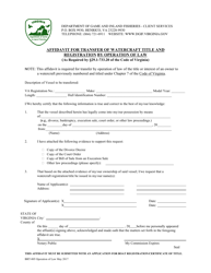 Form BRT-005 Affidavit for Transfer of Watercraft Title and Registration by Operation of Law - Virginia