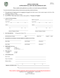 Form BRT-021 Application for Supplemental Lien or Transfer of Lien - Virginia