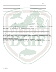 Application to Possess, Propagate, Buy and Sell Certain Wildlife in Virginia - Fisheries - Virginia, Page 4