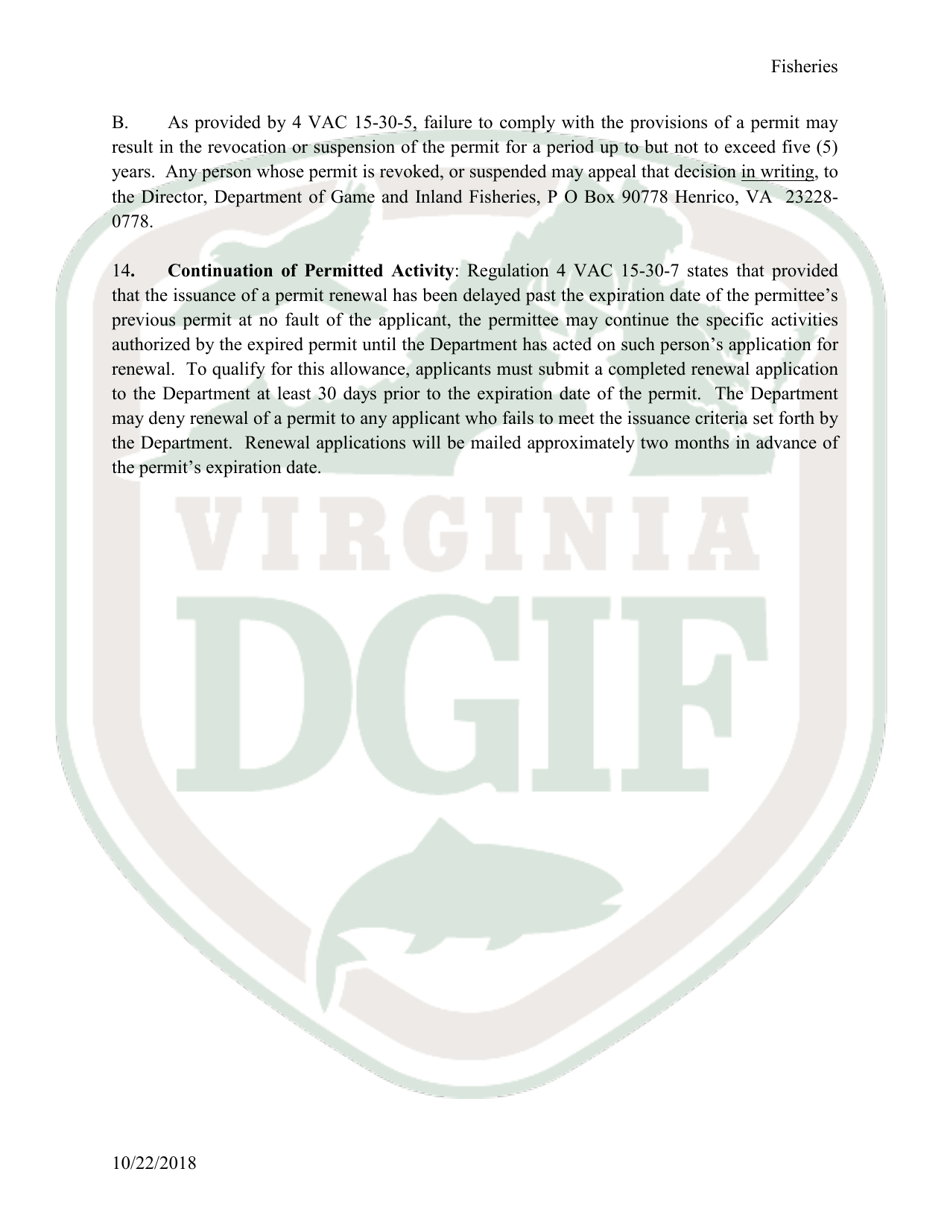Application to Possess, Propagate, Buy and Sell Certain Wildlife in Virginia - Fisheries - Virginia, Page 9