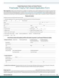Freshwater Trophy Fish Award Application Form - Virginia, Page 2