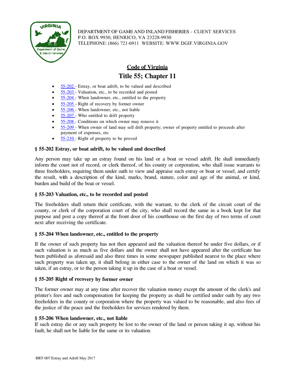 Form BRT-007 Transfer of Boats Found Estray and Adrift - Virginia, Page 2