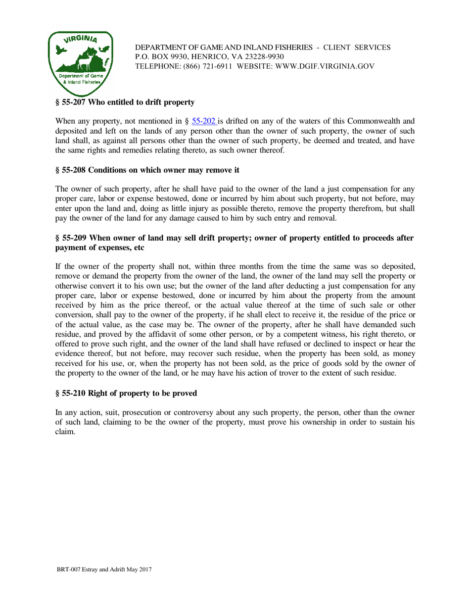 Form BRT-007 Transfer of Boats Found Estray and Adrift - Virginia, Page 3