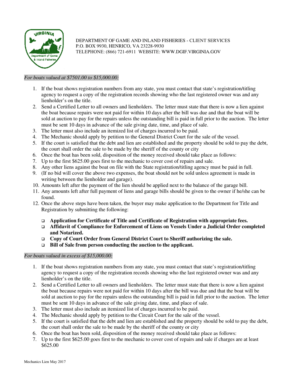 Affidavit of Compliance for Enforcement of Liens on Vessels as Required by Chapter 4, Mechanics and Certain Other Liens 43-34 of the Code of Virginia - Virginia, Page 2