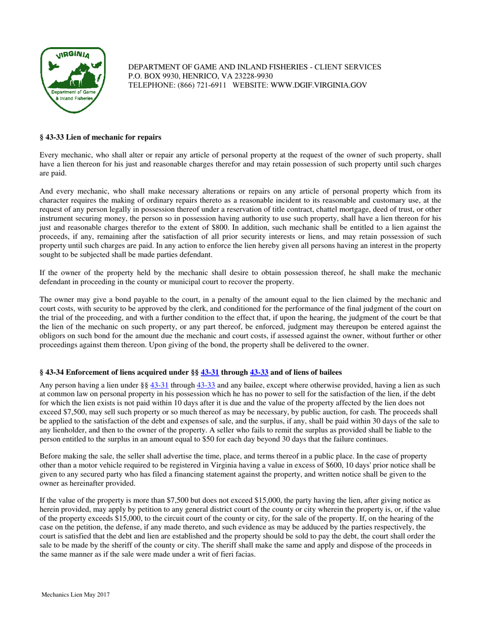 Affidavit of Compliance for Enforcement of Liens on Vessels as Required by Chapter 4, Mechanics and Certain Other Liens 43-34 of the Code of Virginia - Virginia, Page 7