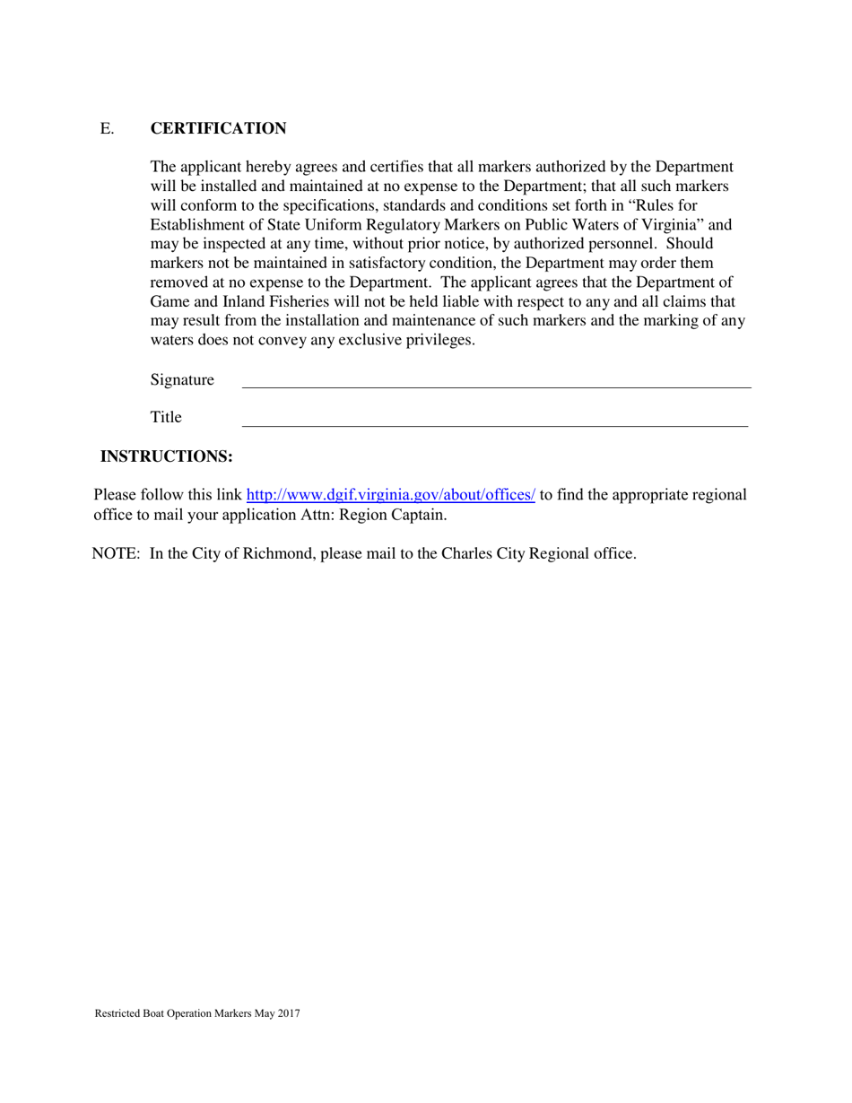 Application for Establishment of Regulatory Markers on Public Waters of Virginia - Virginia, Page 9