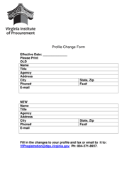 Document preview: Virginia Institute of Procurement Profile Change Form - Virginia
