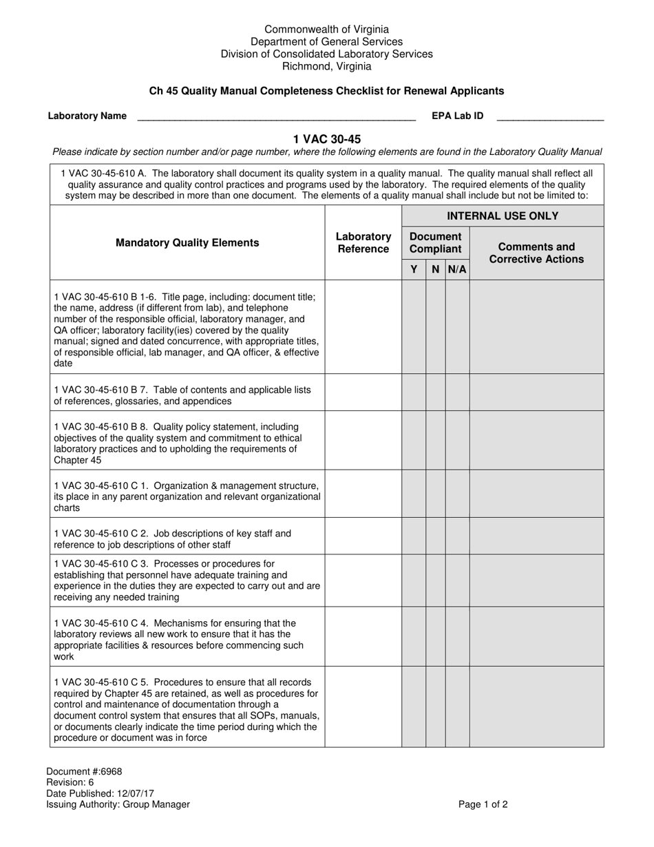 Form 6968 - Fill Out, Sign Online and Download Printable PDF, Virginia ...