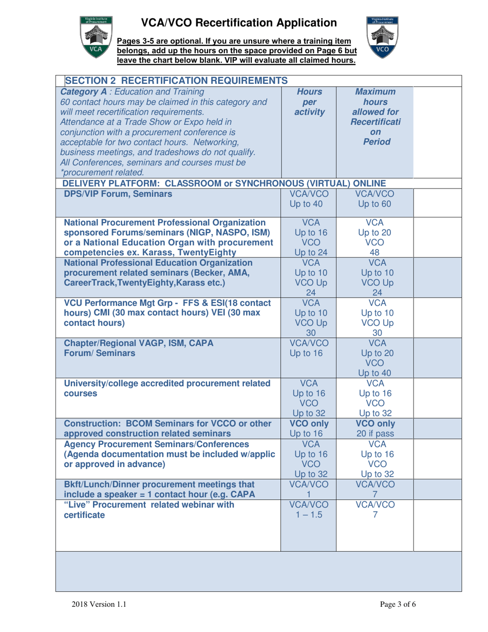Vca / Vco Recertification Application Form - Virginia, Page 3