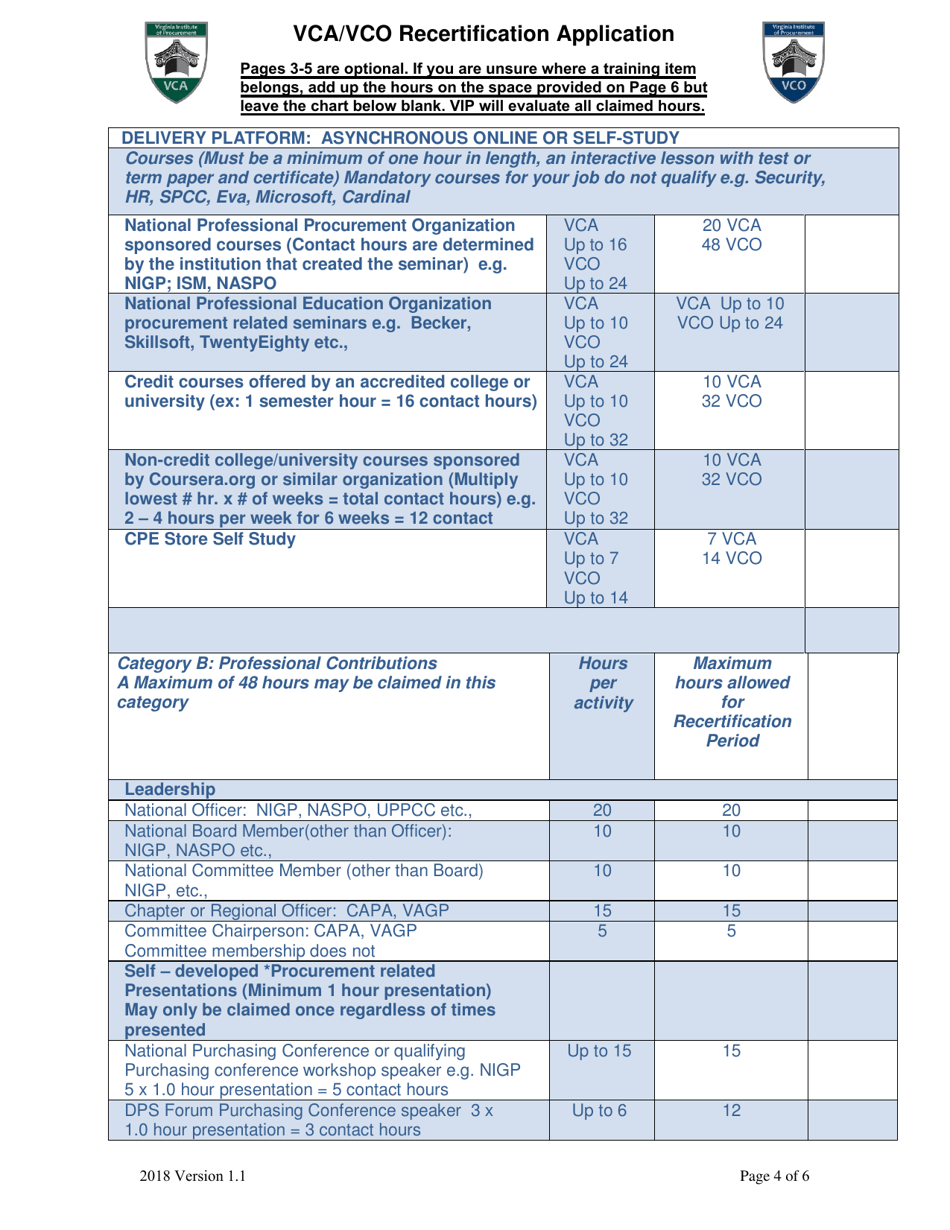 Vca / Vco Recertification Application Form - Virginia, Page 4