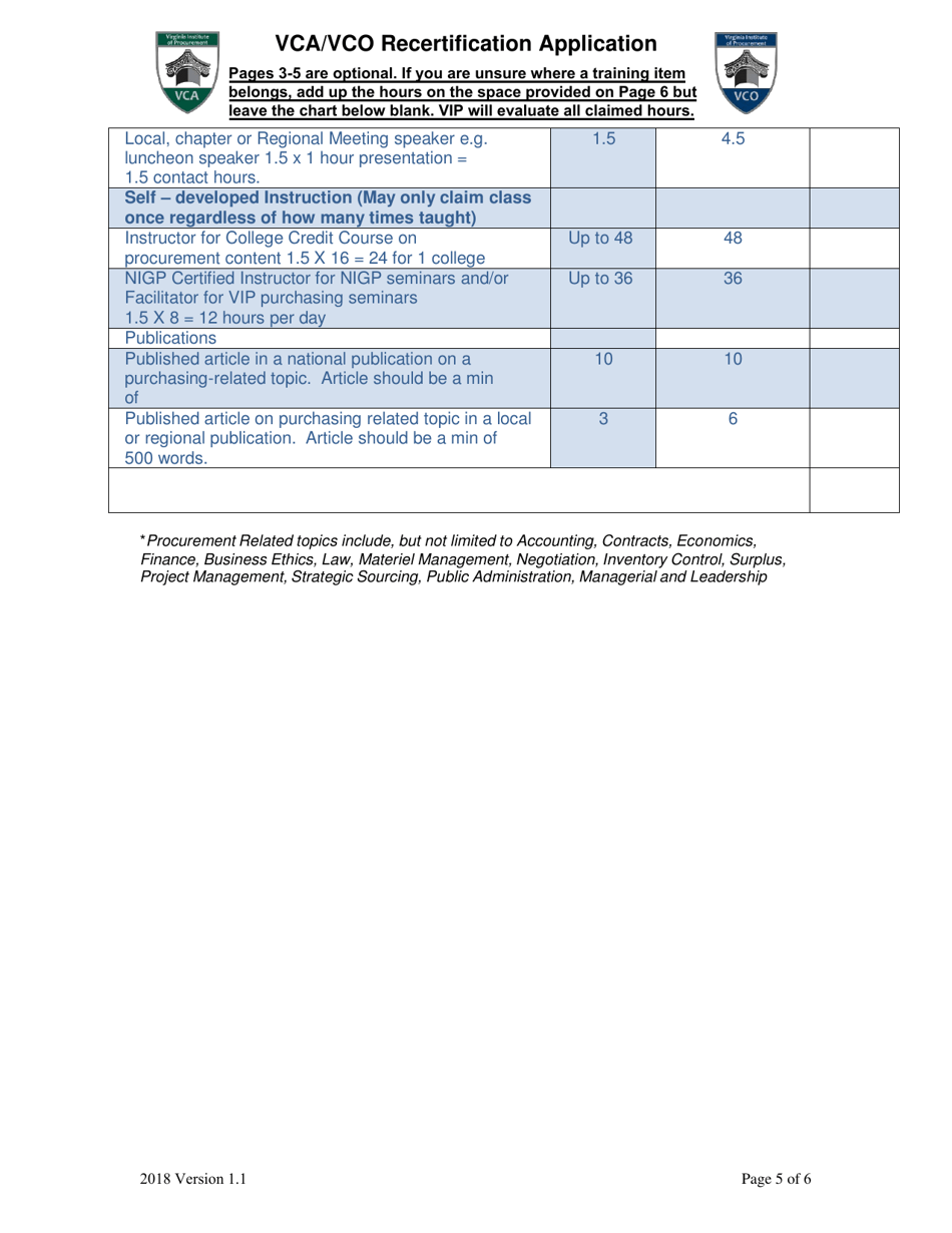 Vca / Vco Recertification Application Form - Virginia, Page 5