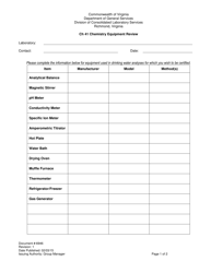 Form 6946 Chemistry Instrumentation and Equipment Review - Virginia