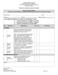Form 6954 Tuning Fork Laboratory Inspection Checklist - Virginia