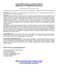 Document preview: Form DGS-43-001 Application for Eligibility- Federal Surplus Property Program - Virginia