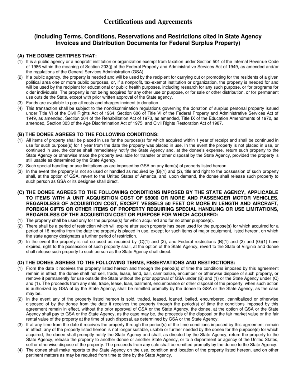 Form DGS-43-001 Application for Eligibility- Federal Surplus Property Program - Virginia, Page 5