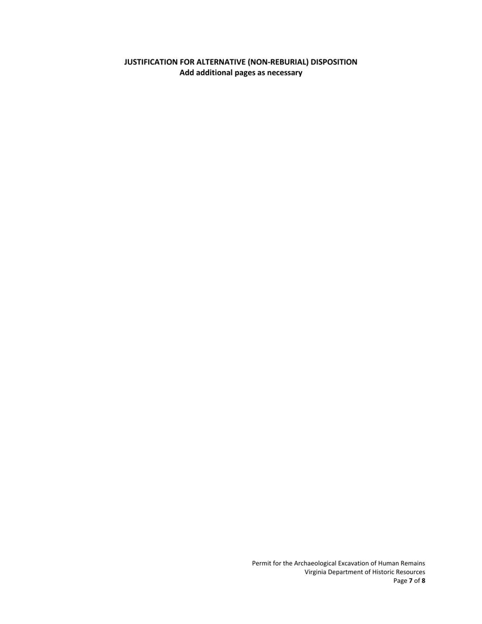 Permit Application for Archaeological Excavation of Human Remains - Virginia, Page 7