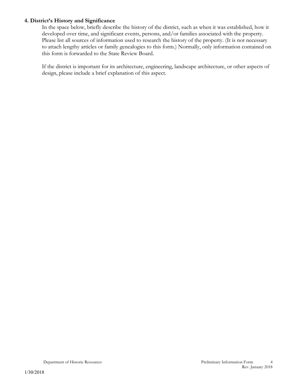 Preliminary Information Form (PIF) for Historic Districts - Virginia, Page 4
