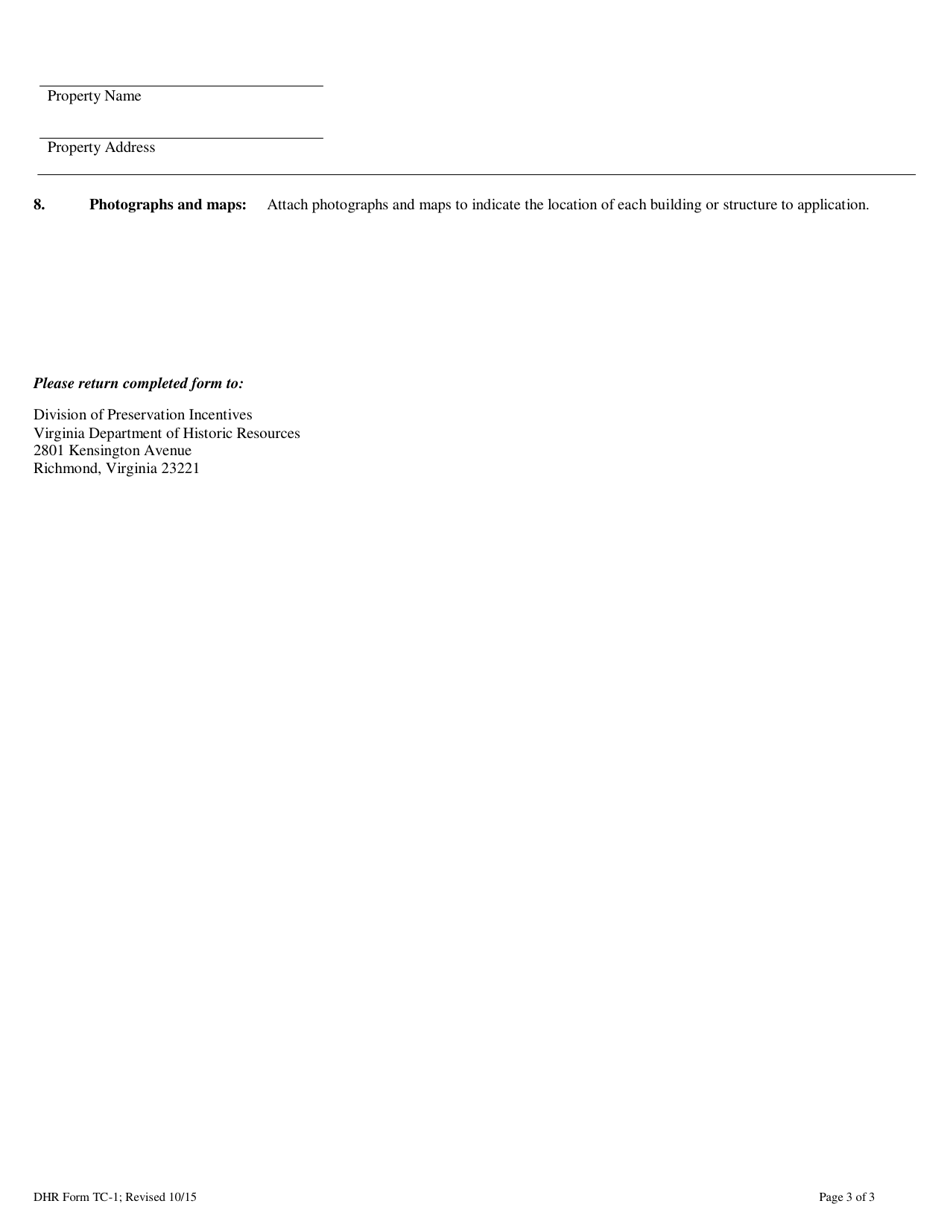 DHR Form TC-1 Part 1 Evaluation of Significance - Historic Preservation Certification Application - Virginia, Page 3