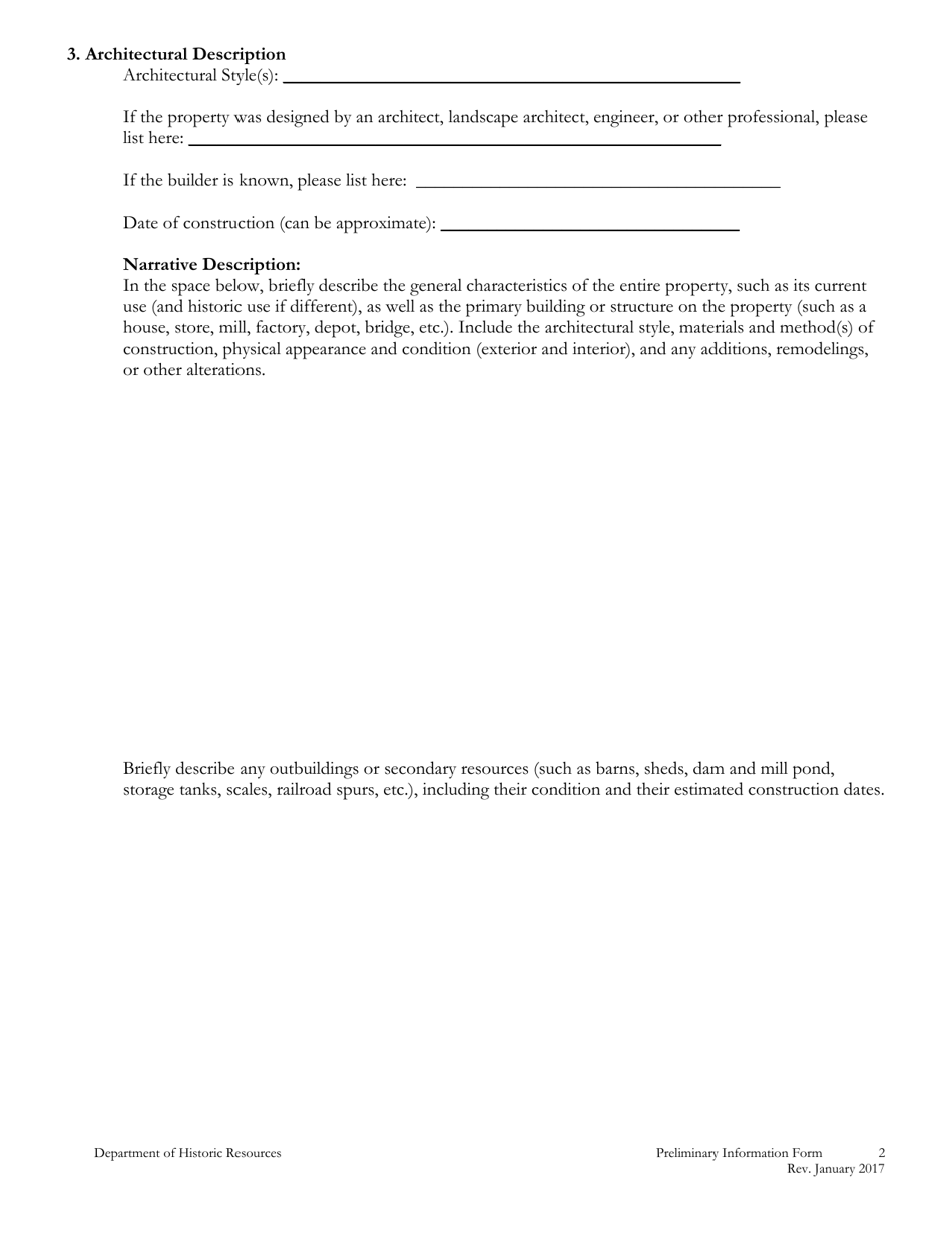 Preliminary Information Form (PIF) for Individual Properties - Virginia, Page 3