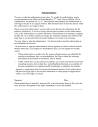 Authorization to Use and Disclose Protected Health Information - the Local Choice - Virginia, Page 2