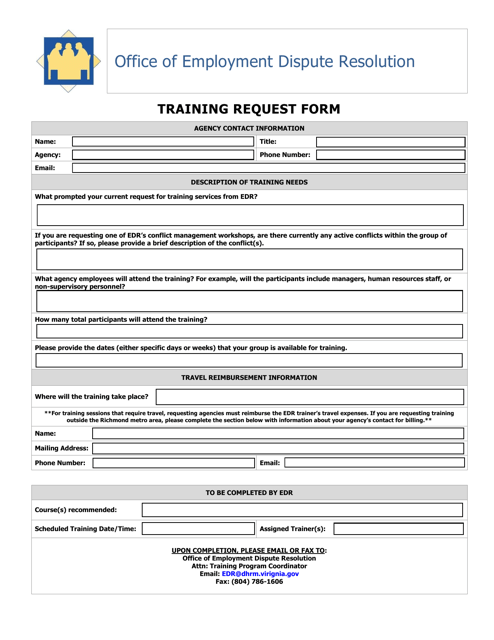 Training Request Form - Virginia