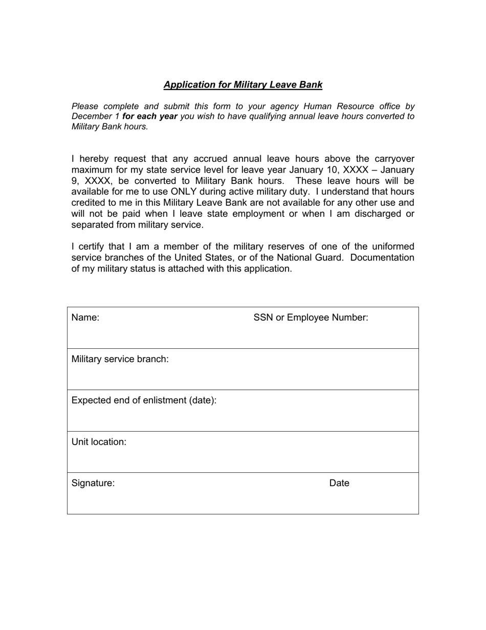 Application for Military Leave Bank Form - Virginia, Page 1