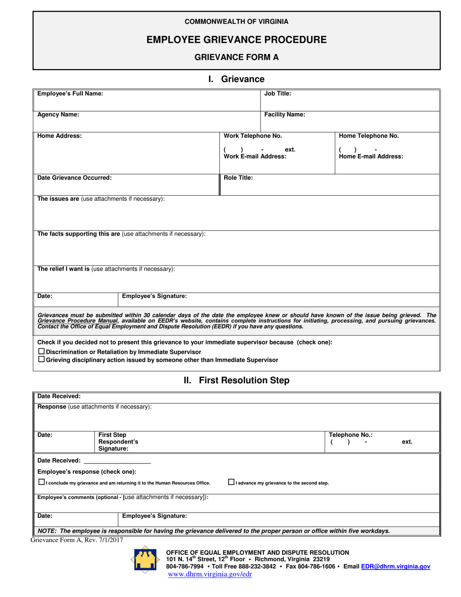 Printable Grievance Form Template Printable Word Searches Reverasite