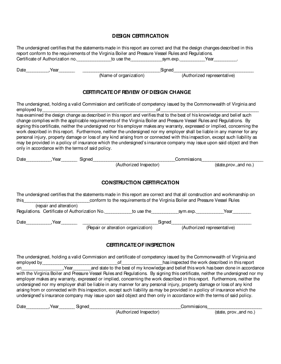 Form R1 Report of Welded Repair or Alteration - Virginia, Page 2