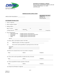 Form DMM-101 Permit/License Application - Virginia