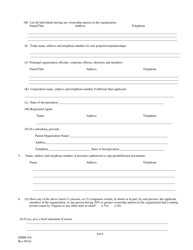 Form DMM-101 Permit/License Application - Virginia, Page 2