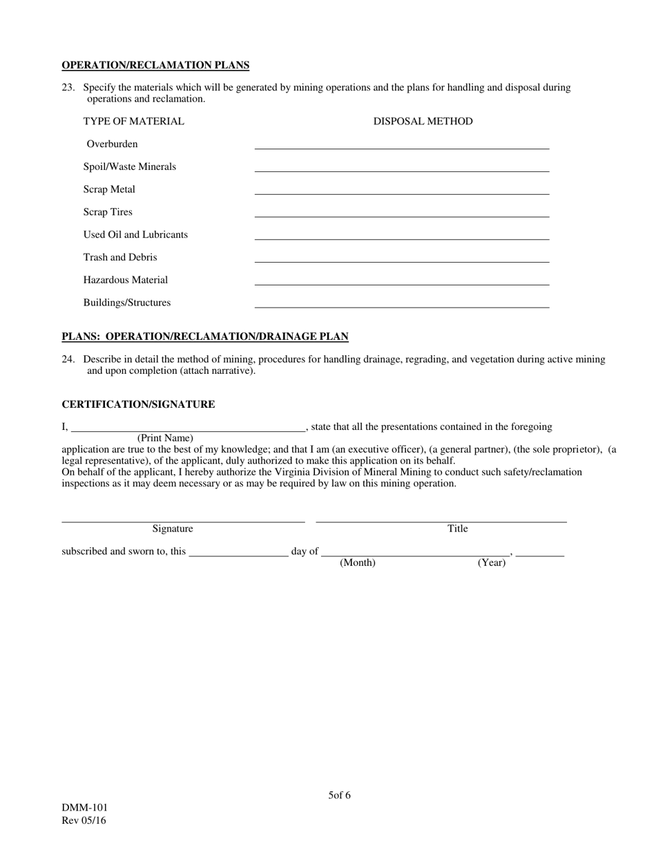 Form DMM-101 Permit / License Application - Virginia, Page 5