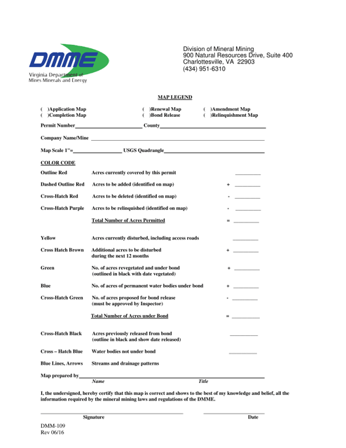 Form DMM-109  Printable Pdf