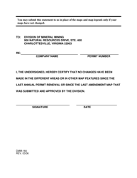 Document preview: Form DMM-164 Statement of No Map Changes - Virginia