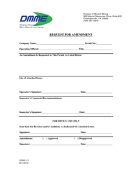Document preview: Form DMM-113 Request for Amendment - Virginia