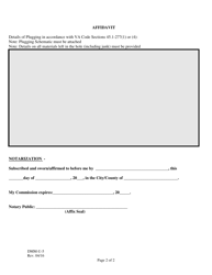 Form DMM-U-5 Uranium Exploration Hole Report of Plugging Completion Affidavit - Virginia, Page 2