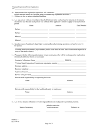 Form DMM-U-1 Application for Uranium Exploration Permit - Virginia, Page 3