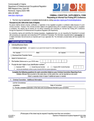 Form A713-01IFF Criminal Conviction - Supplemental Form - Virginia