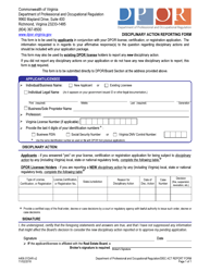 Document preview: Form A406-01DAR Disciplinary Action Reporting Form - Virginia