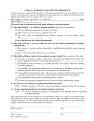 Document preview: Form 032-04-0089-01-ENG Annual Affidavit for Adoption Assistance - Virginia