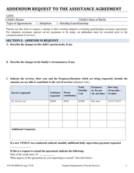 Document preview: Form 032-04-0088-02-ENG Addendum Request to the Assistance Agreement - Virginia