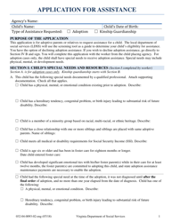 Document preview: Form 032-04-0093-02-ENG Application for Assistance - Virginia