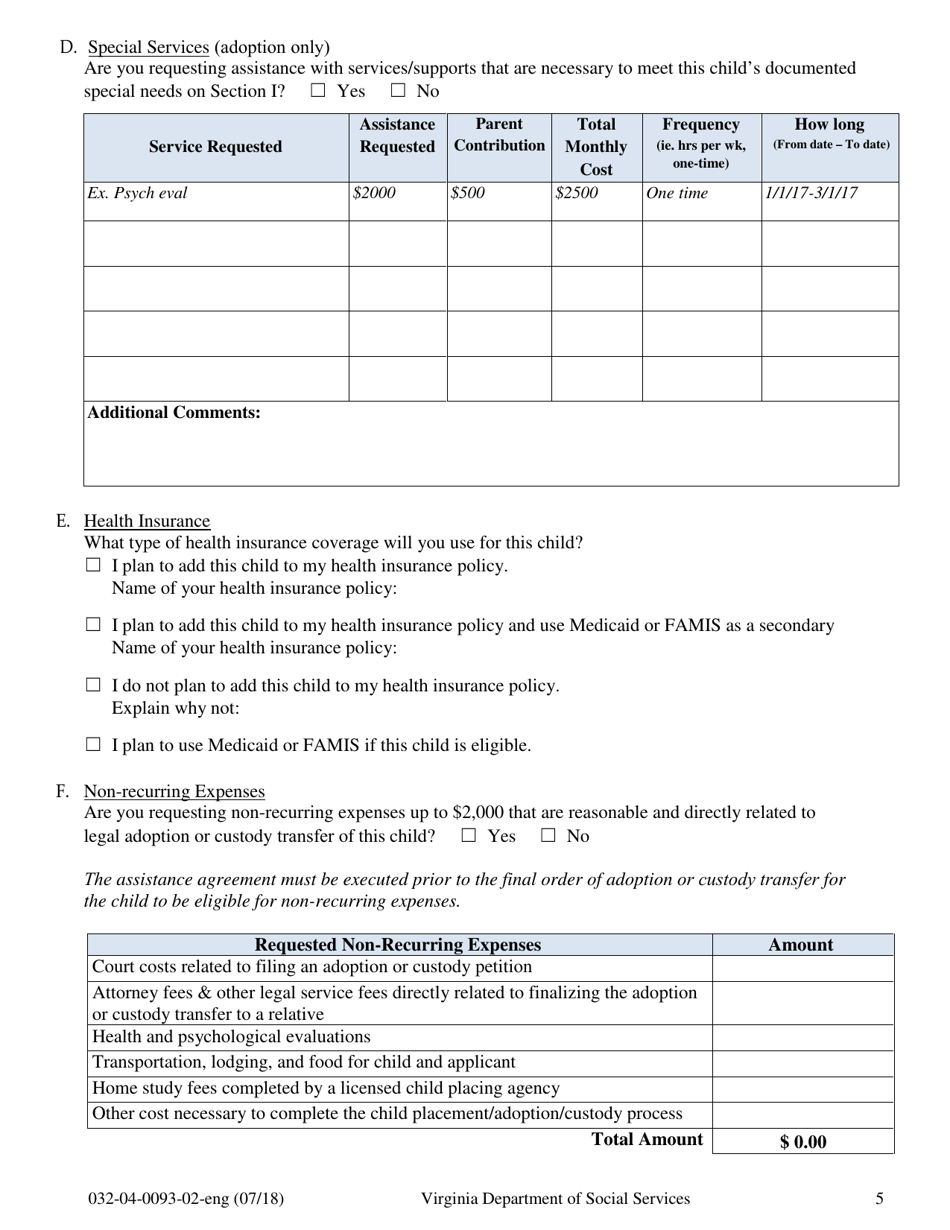 Form 032-04-0093-02-ENG Application for Assistance - Virginia, Page 5