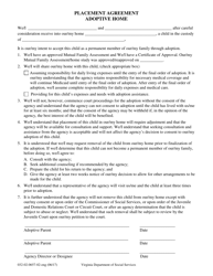 Document preview: Form 032-02-0657-02-ENG Placement Agreement - Adoptive Home - Virginia