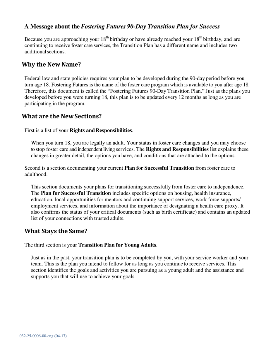 Form 032-25-0006-00 Fostering Futures 90-day Transition Plan - Virginia, Page 1