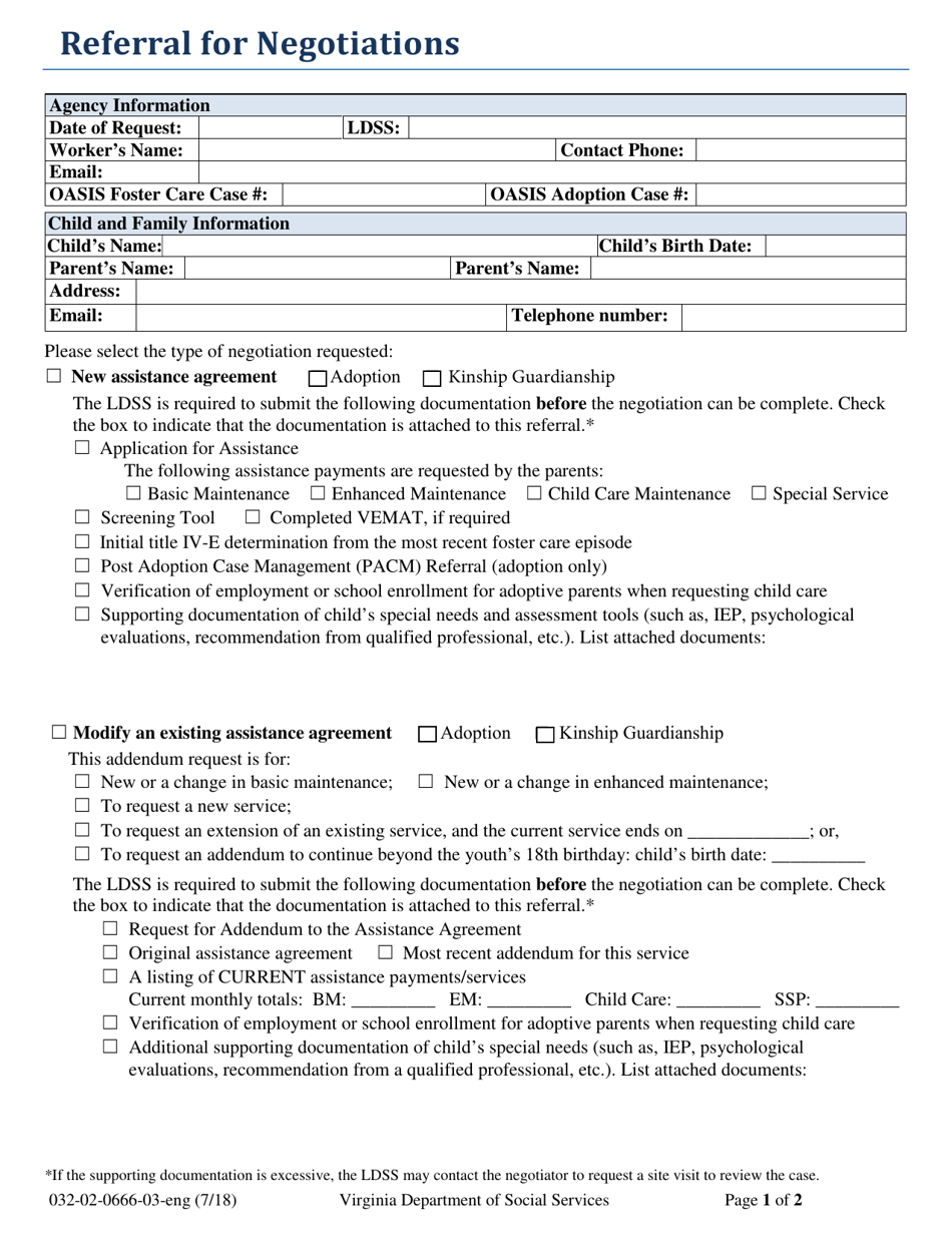 Form 032-02-0666-03-ENG Referral for Negotiations - Virginia, Page 1