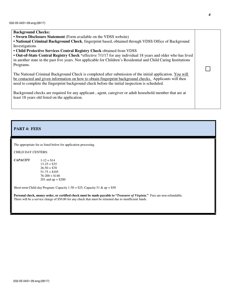 Form 032-05-0431-09-ENG Initial Application for a License to Operate a Child Day Center (CDC) - Virginia, Page 6