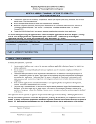 Document preview: Form 032-08-0097-00-ENG Renewal Application for a License to Operate a Child-Placing Agency - Virginia