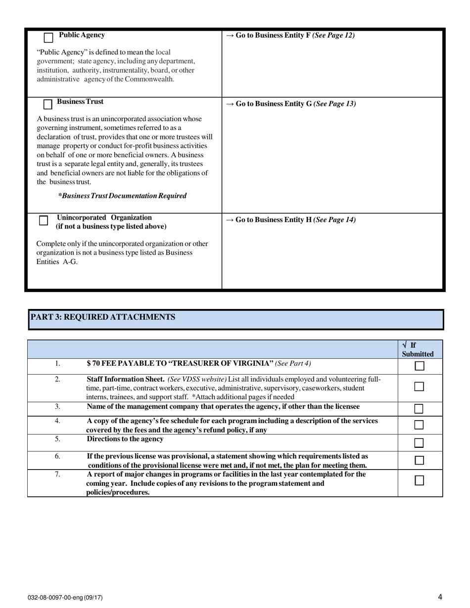 Form 032-08-0097-00-ENG Renewal Application for a License to Operate a Child-Placing Agency - Virginia, Page 4